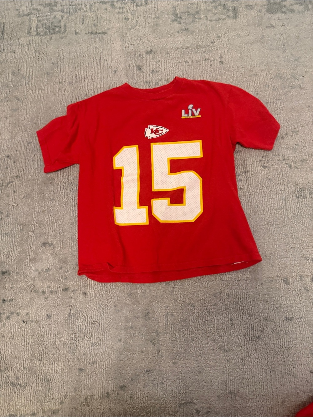 Nike Red Kids Tee with White & Yellow #15 Front Print